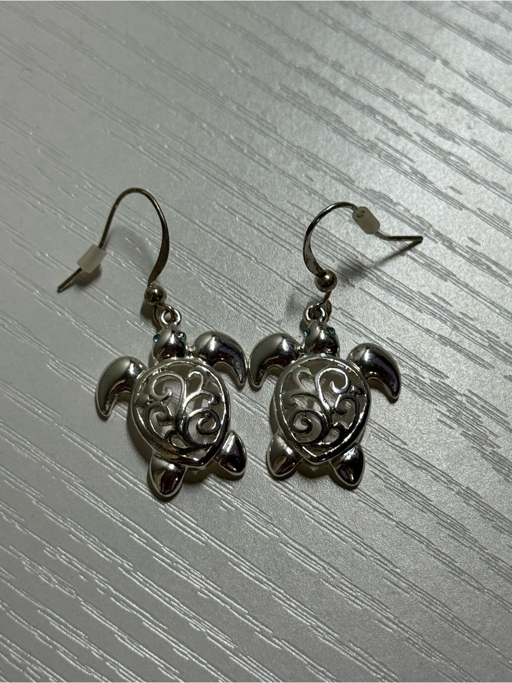 Sterling Silver Turtle Drop Earrings - Silver Sea Turtle Dangle